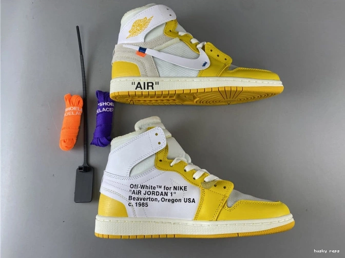 Rep Husky Air White Yellow-Cone Powder Off-White 1 Jordan NRG x Dark AQ0818-149 0729